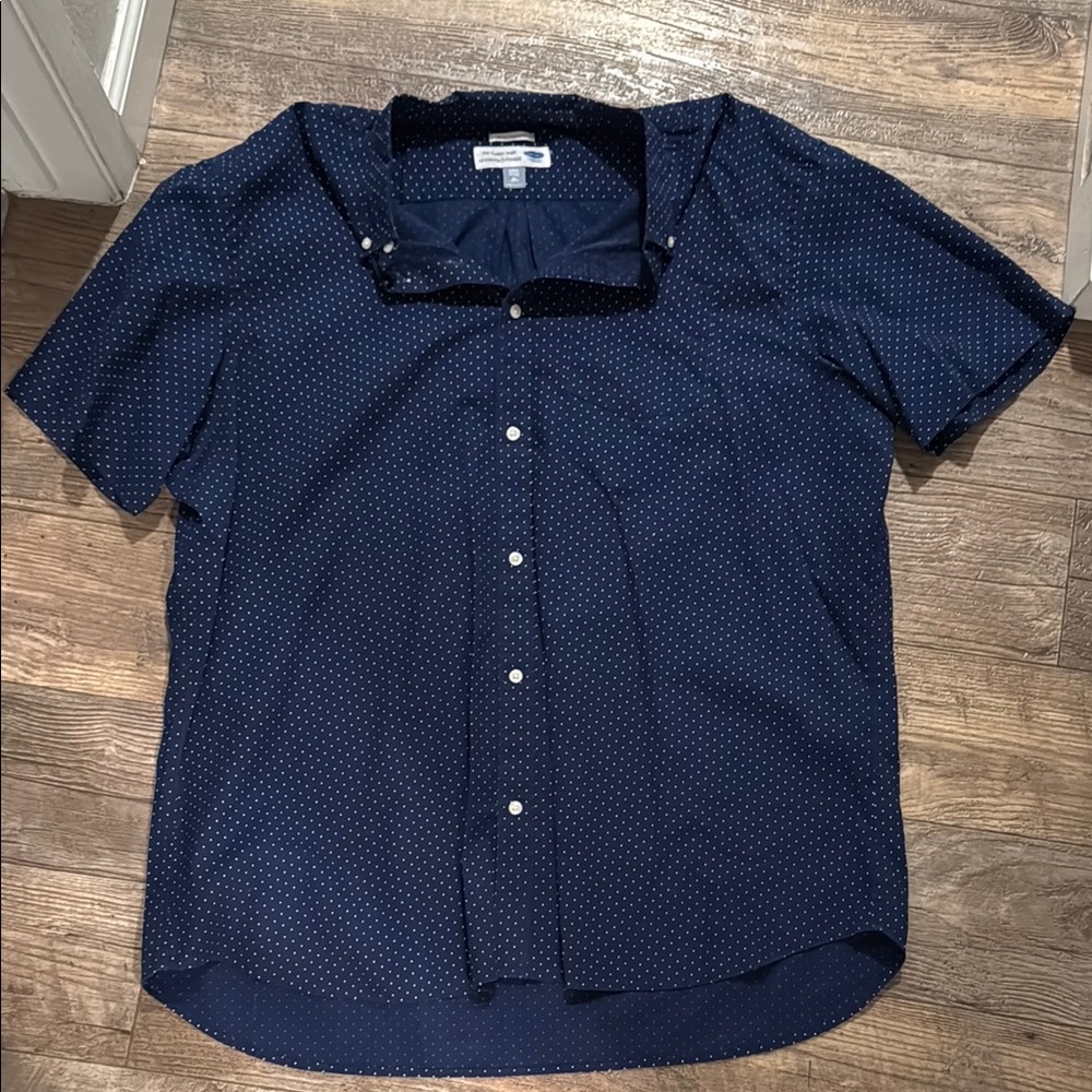 Men's Navy Blue Polka Dot Shirt